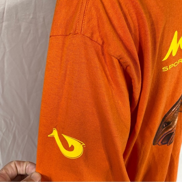 Mojo Men’s Saltwater Red Fish  Long Sleeve Orange Cotton Tee - Picture 5 of 6